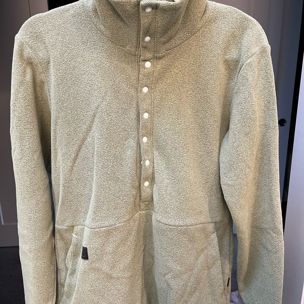 Women's Fleece Snap Pullover Hoodie in Light Sage, Deso brand, Made in the USA
